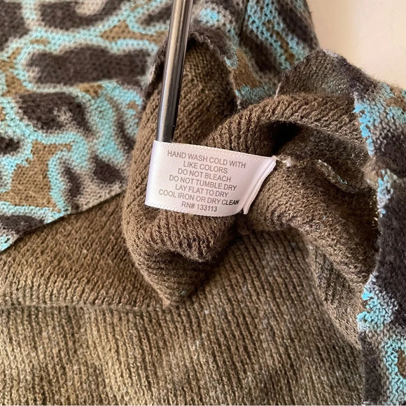 Lisa Todd Women's Blue Long Sleeve Animal-Print Hoodie Sweater Size L - Picture 10 of 10